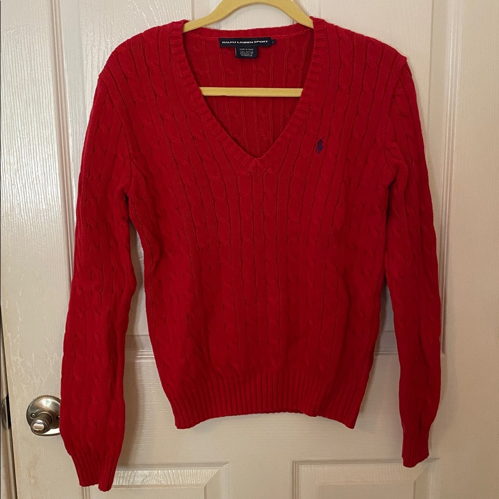 Ralph Lauren Red V-Neck Sweater